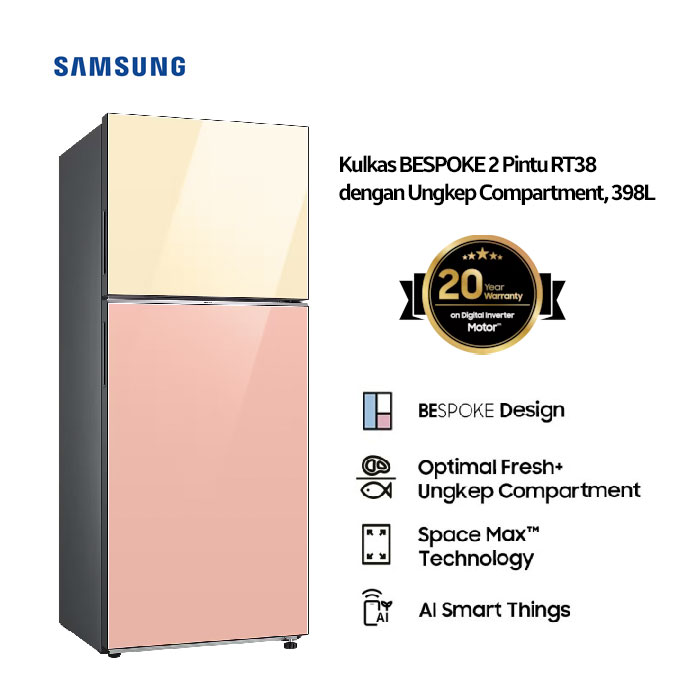Samsung Kulkas Two Doors BESPOKE Ungkep Compartment RT38 393 L - RT38CB66408JSE